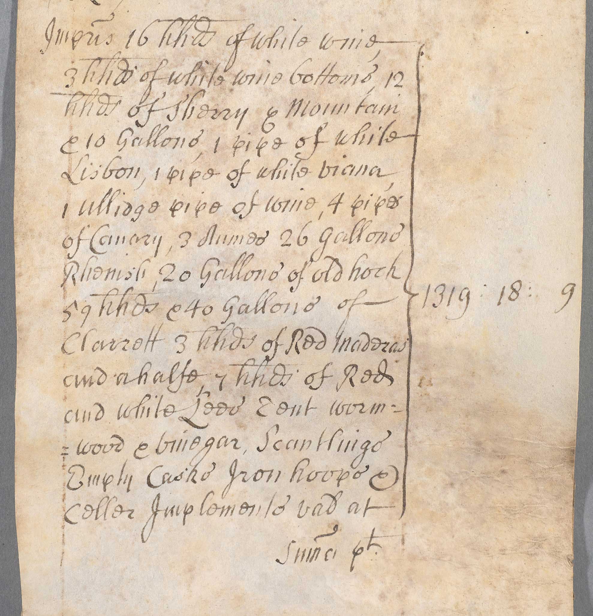 Henry Kellett probate inventory, 1711